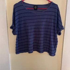 Bobeau Blue Stripes Crop Top Small